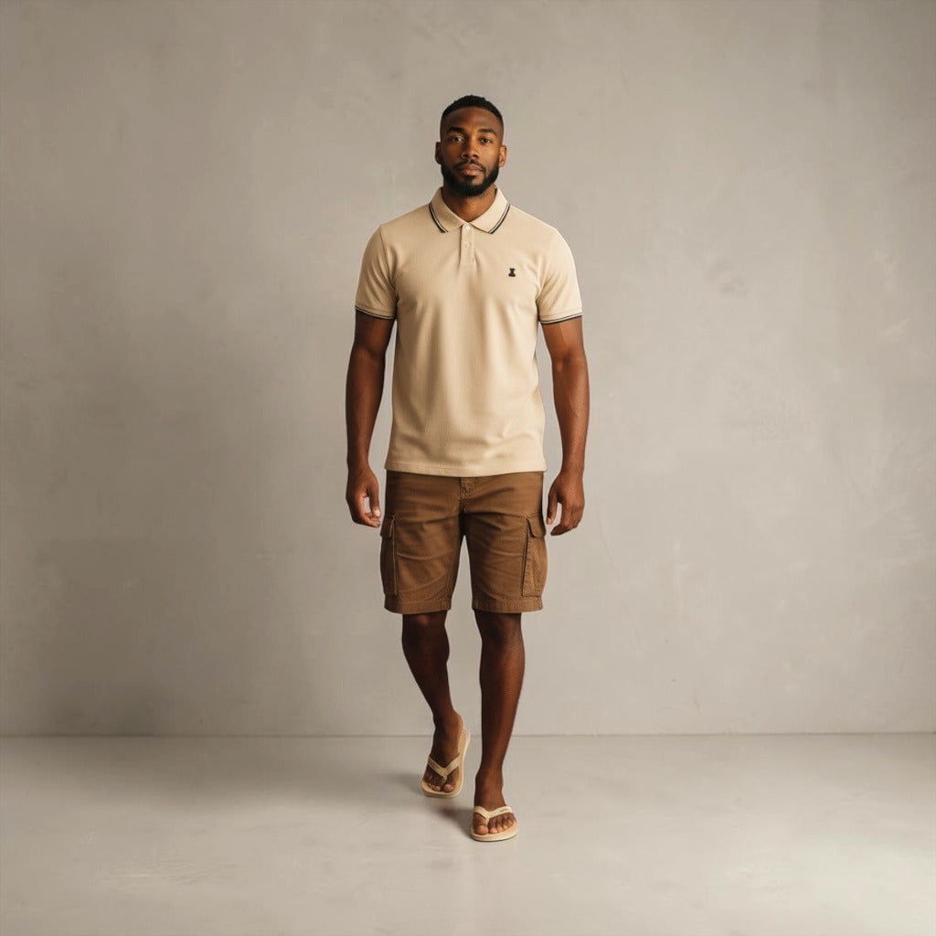 Two Tip Polo Shirt - Beige/Brown