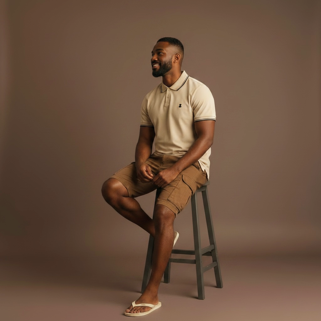 Two Tip Polo Shirt - Beige/Brown