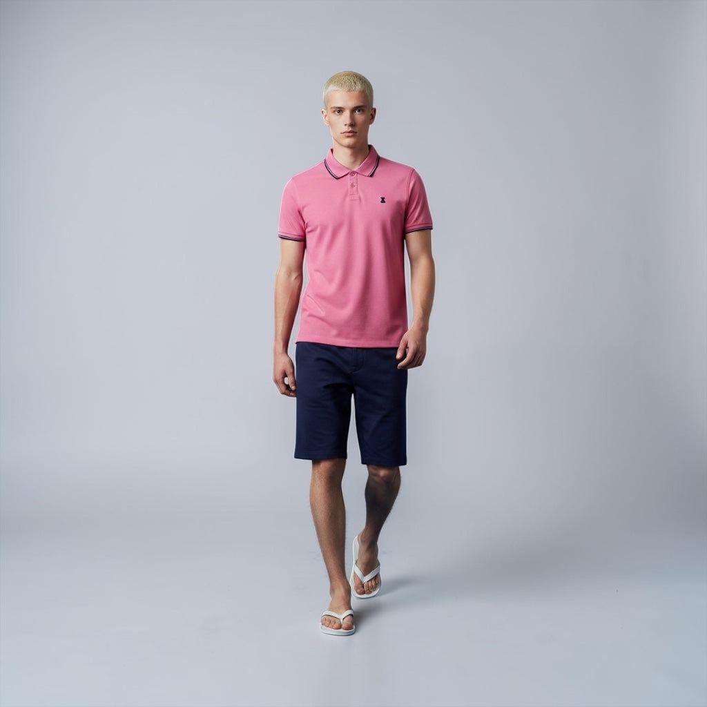 Two Tip Polo Shirt - Pink/Navy