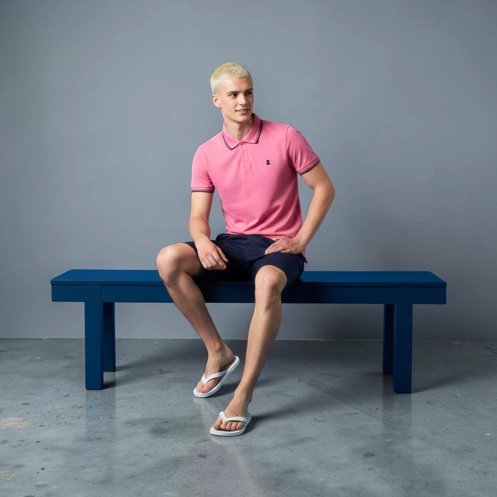 Two Tip Polo Shirt - Pink/Navy