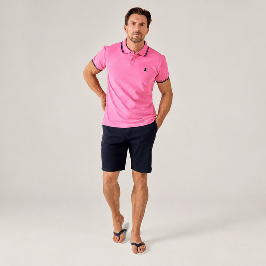 Two Tip Polo Shirt - Pink/Navy