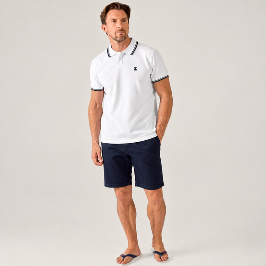 Two Tip Polo Shirt - White/Navy