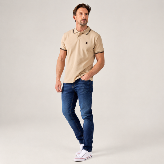 Two Tip Polo Shirt - Beige/Brown