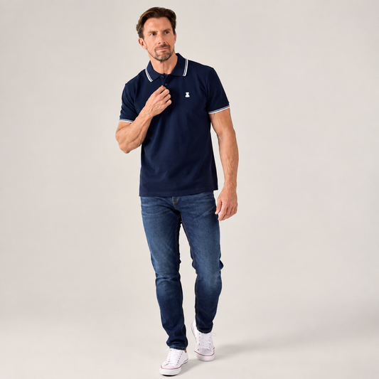 Two Tip Polo Shirt - Navy/White